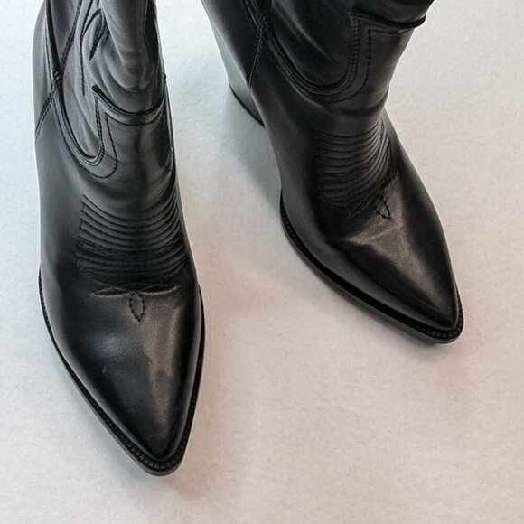 ISNOM Cowgirl Embroidered, Pointed Toe, Chunky Heel Boots Size 7 - Picture 5 of 14